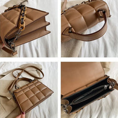Quilted Flap Satchel Bag Leather Ladies Purses and Handbags