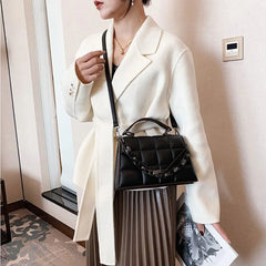 Quilted Flap Satchel Bag Leather Ladies Purses and Handbags