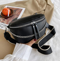 Women's PU Leather Saddle Bag Fanny Pack Belly Band Shoulder Bag