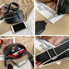 Women's PU Leather Saddle Bag Fanny Pack Belly Band Shoulder Bag