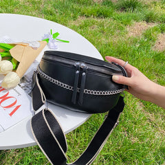 Women's PU Leather Saddle Bag Fanny Pack Belly Band Shoulder Bag