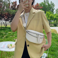 Women's PU Leather Saddle Bag Fanny Pack Belly Band Shoulder Bag