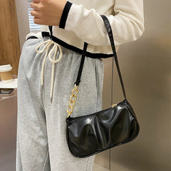 Chain Shoulder Bag Solid Zipper PU Leather Handbag Summer Bag