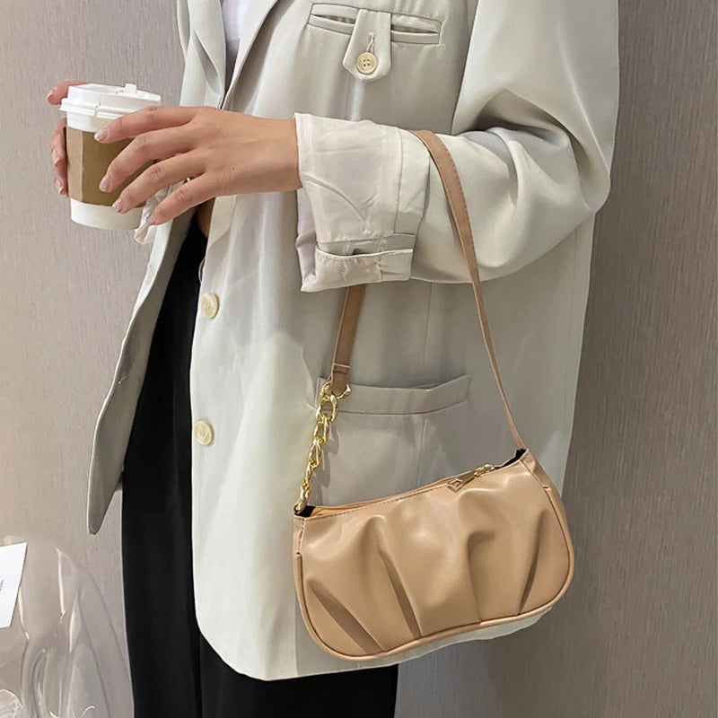 Chain Shoulder Bag PU Leather Handbag Casual Streetwear Summer Bag