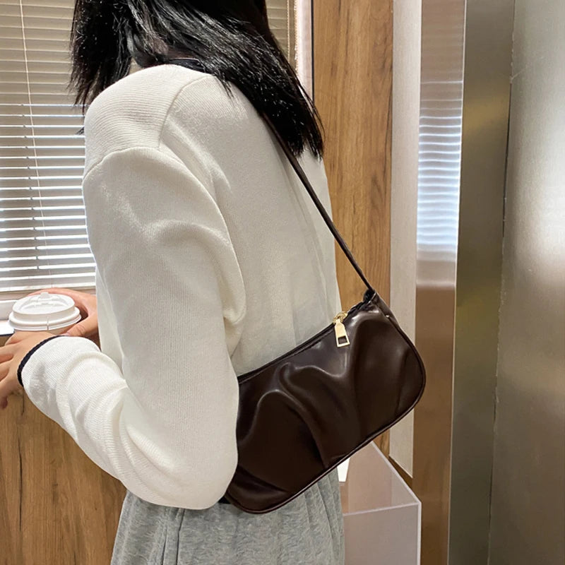 Chain Shoulder Bag Solid Zipper PU Leather Handbag Summer Bag