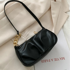 Chain Shoulder Bag Solid Zipper PU Leather Handbag Summer Bag