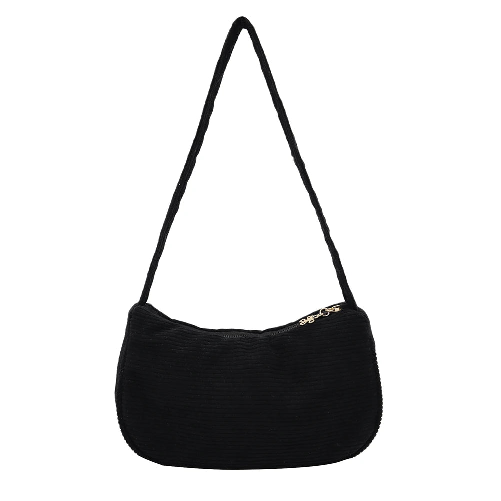 Corduroy Shoulder Bag Women's Casual Handbag Top-handle Tote Bag