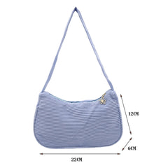 Corduroy Shoulder Bag Solid Handbag Top-handle Tote