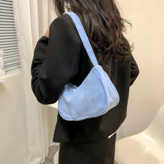 Corduroy Shoulder Bag Women's Casual Handbag Top-handle Tote Bag