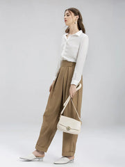 Beige Pu Leather Shoulder Bag for Women Crossbody Purses Handbags