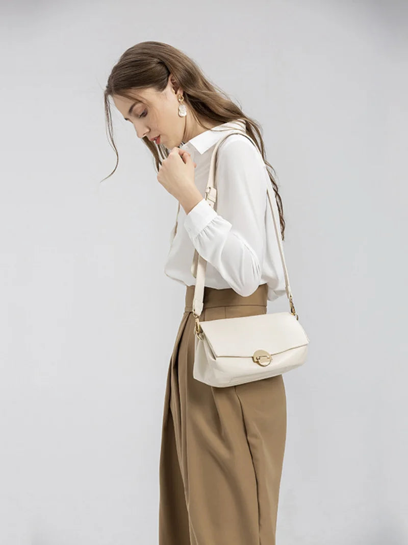 Beige Pu Leather Shoulder Bag for Women Crossbody Purses Handbags