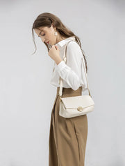 Beige Pu Leather Shoulder Bag for Women Crossbody Purses Handbags