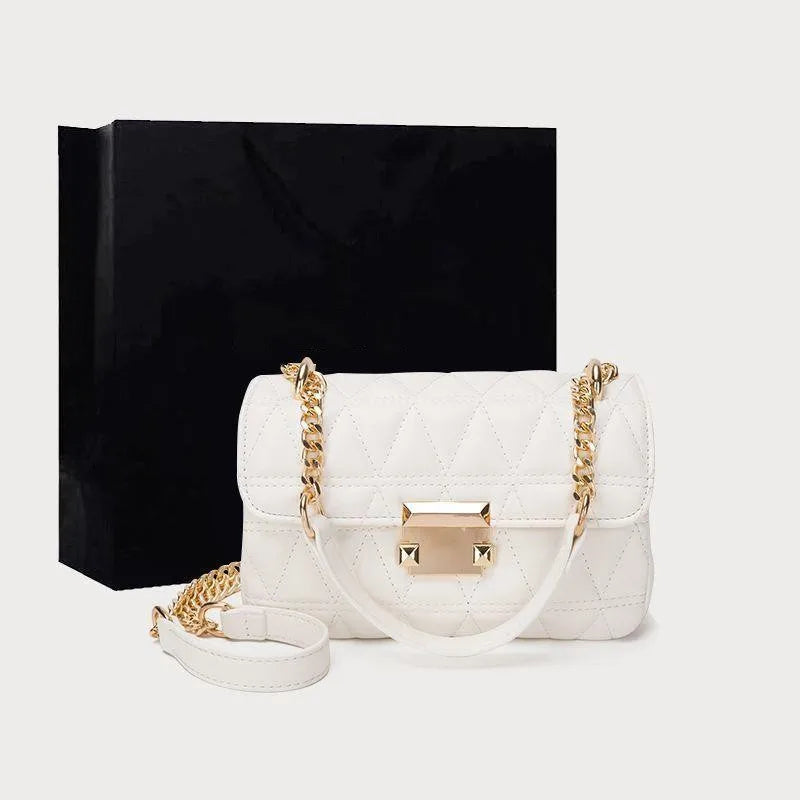 Rhombic Leather Crossbody Bag Chain Small Messenger Bag