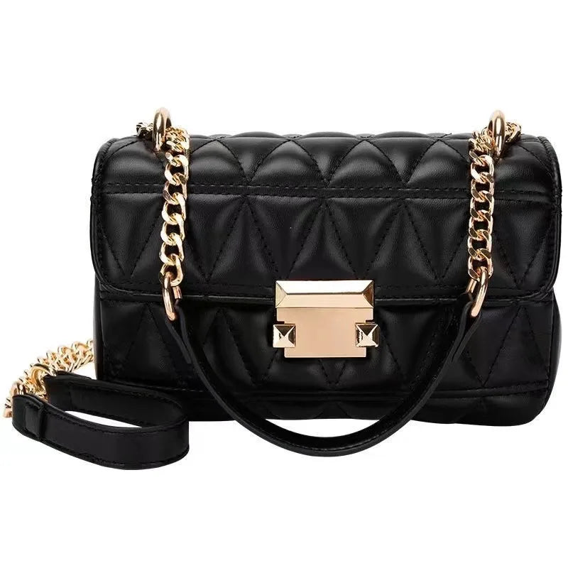 Rhombic Leather Crossbody Bag Chain Small Messenger Bag