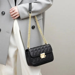 Rhombic Leather Crossbody Bag Chain Small Messenger Bag
