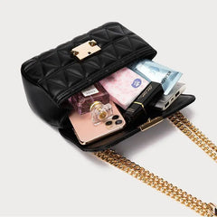 Rhombic Leather Crossbody Bag Chain Small Messenger Bag