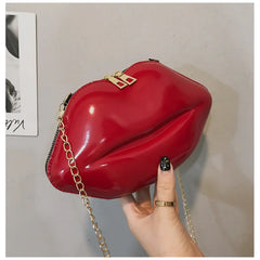 Lip Print Shoulder Bag Zip Crossbody Handbag for Women