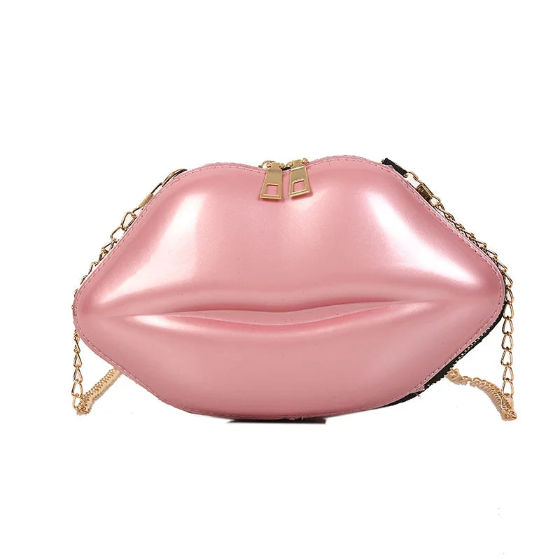 Lip Print Shoulder Bag Zip Crossbody Handbag for Women