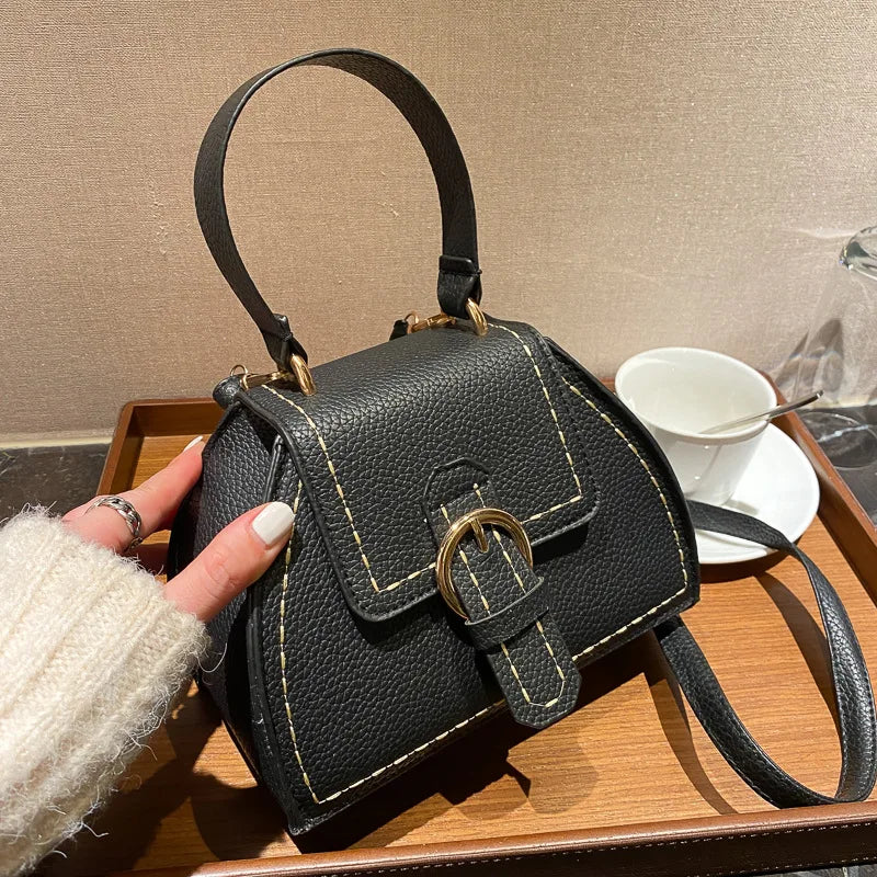 Women's Metal Buckle Small Square Bag Retro Street One Shoulder Diagonal Handbag
