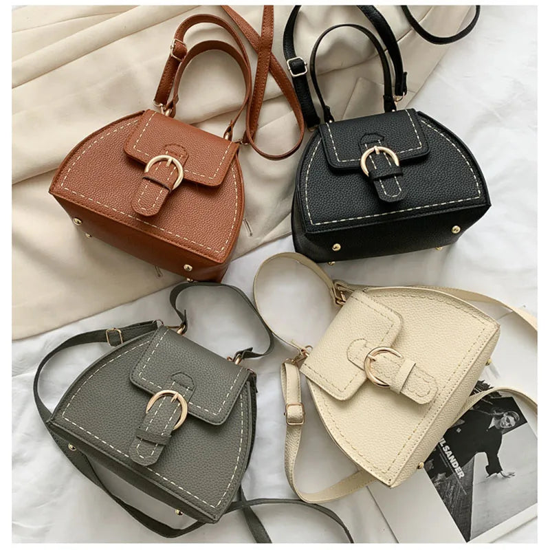 Women's Metal Buckle Small Square Bag Retro Street One Shoulder Diagonal Handbag
