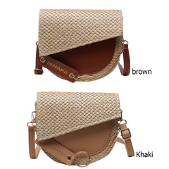 Women?s Bag PU Leather Woven Patchwork Shoulder Crossbody Messenger Saddle Bags