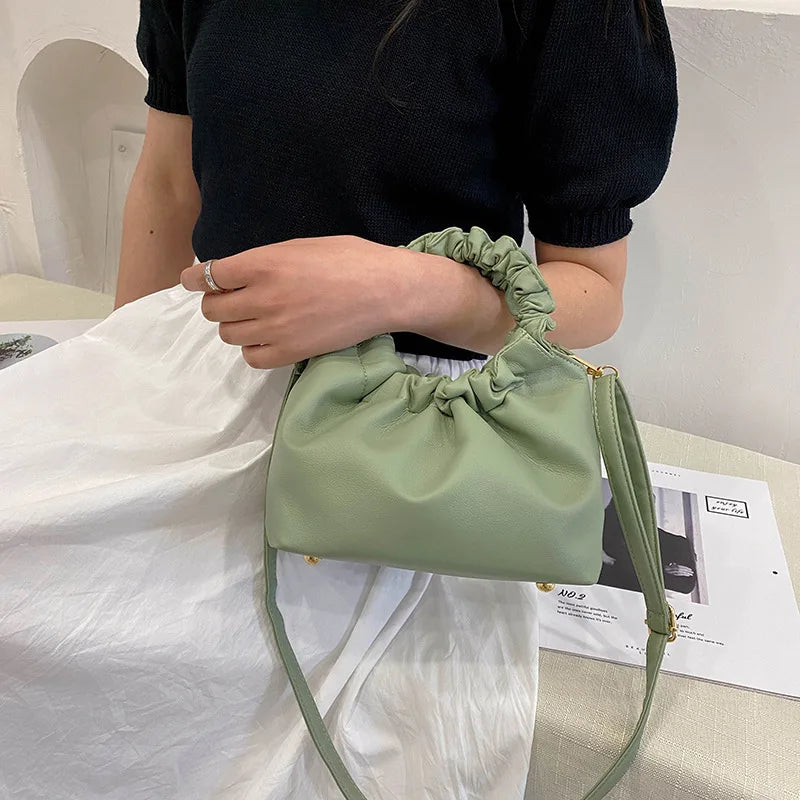 Women's Bag PU Wrinkled Crossbody Female Bag Messenger Shoulder Handbag