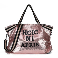 Sequins Letters Crossbody Bag Large Capacity Shoulder Handbag
