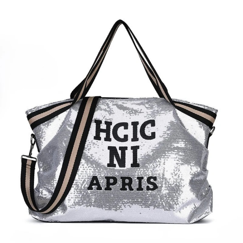 Sequins Letters Crossbody Bag Large Capacity Shoulder Handbag