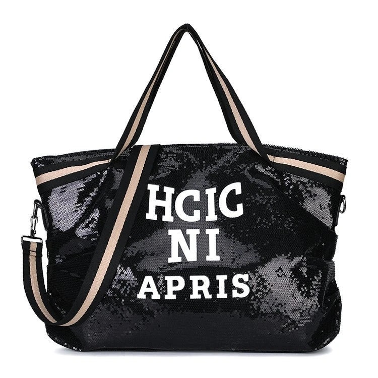 Sequins Letters Crossbody Bag Large Capacity Shoulder Handbag