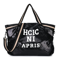 Sequins Letters Crossbody Bag Large Capacity Shoulder Handbag