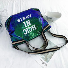 Sequins Letters Crossbody Bag Large Capacity Shoulder Handbag