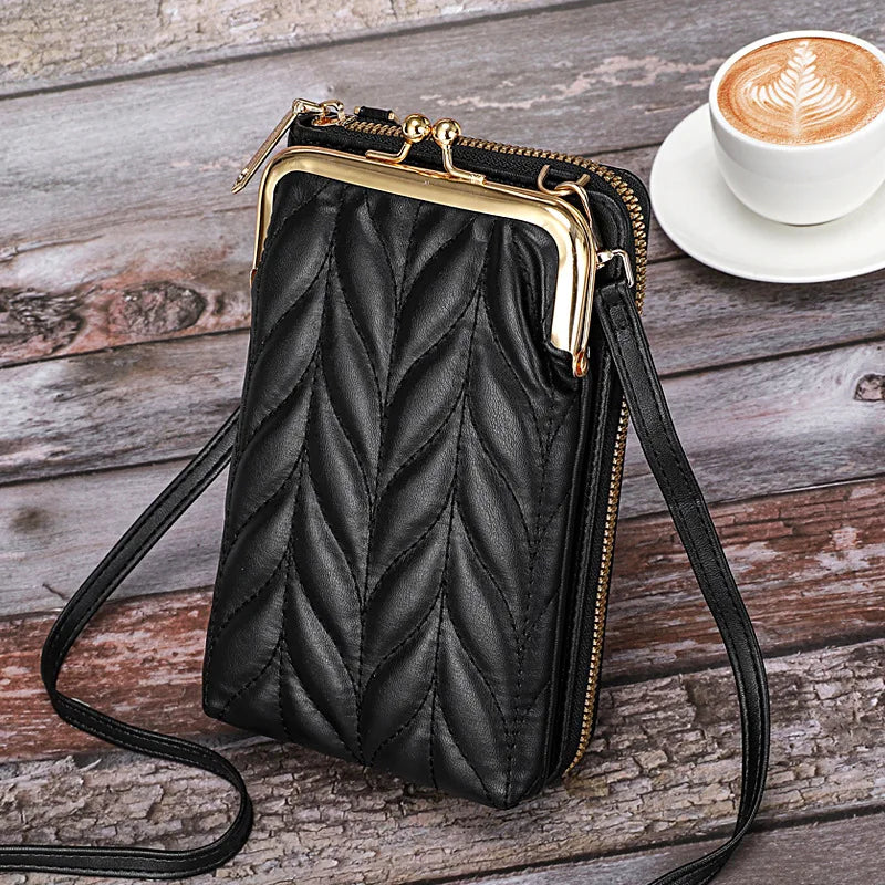 Women's Soft Leather Wallets Cell Phone Purse Messenger Bag