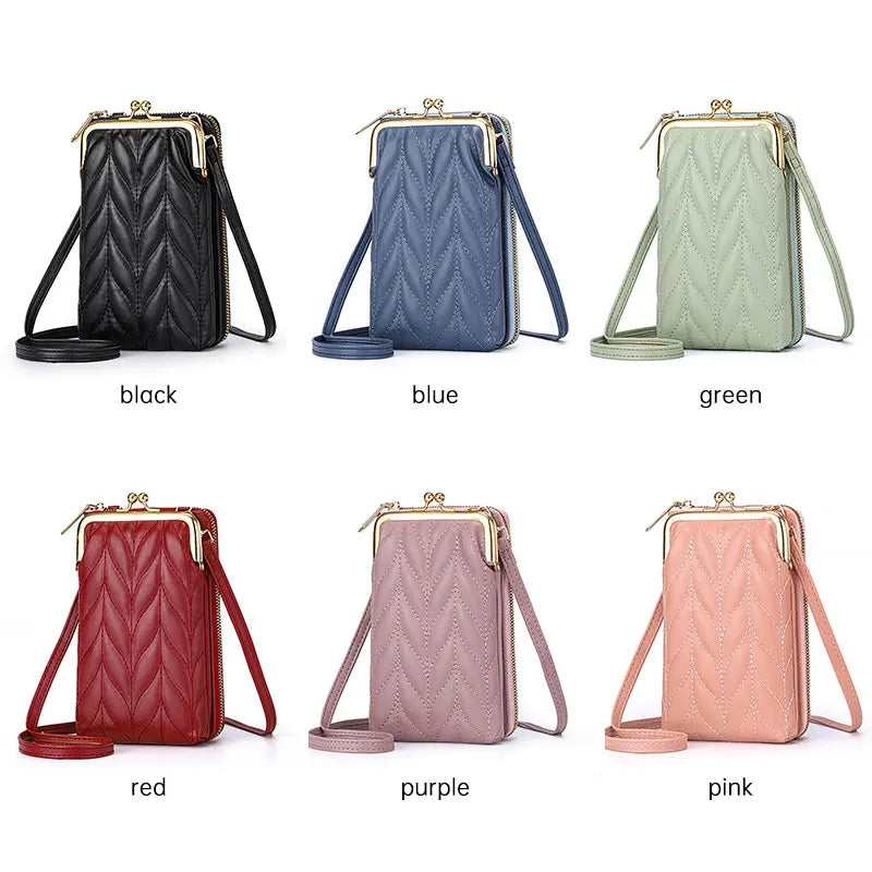 Women's Soft Leather Wallets Cell Phone Purse Messenger Bag