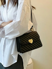 Ruched Pu Leather Shoulder Crossbody Bag for Women Flap Handbag