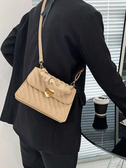 Ruched Pu Leather Shoulder Crossbody Bag for Women Flap Handbag