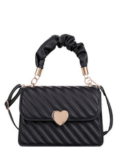 Ruched Pu Leather Shoulder Crossbody Bag for Women Flap Handbag