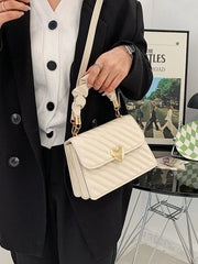 Ruched Pu Leather Shoulder Crossbody Bag for Women Flap Handbag