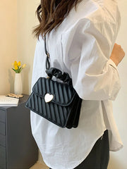 Ruched Pu Leather Shoulder Crossbody Bag for Women Flap Handbag