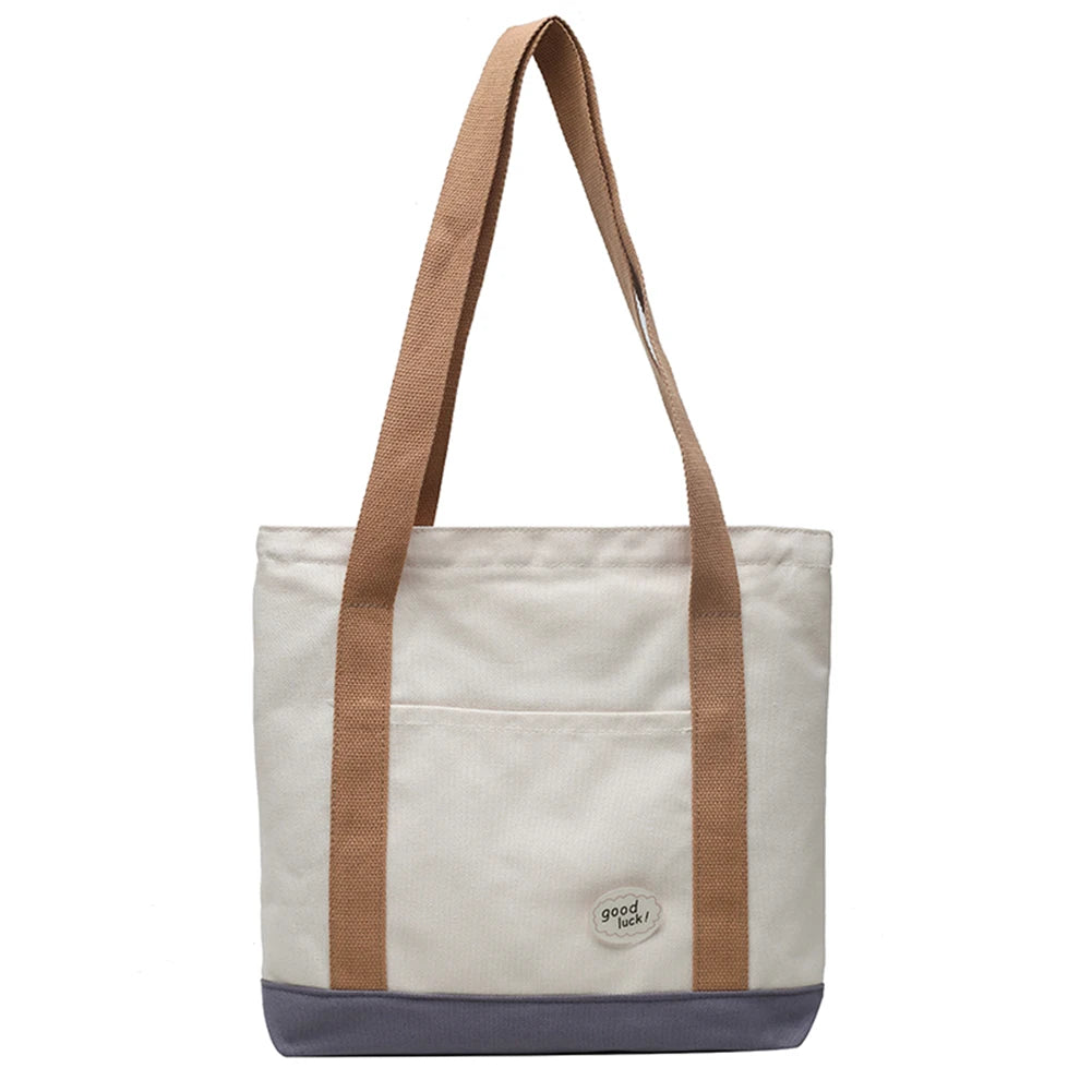 Canvas Patchwork Shoulder Bag Large Tote Handbags