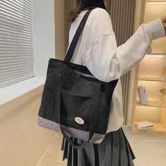 Canvas Patchwork Shoulder Bag Large Tote Handbags