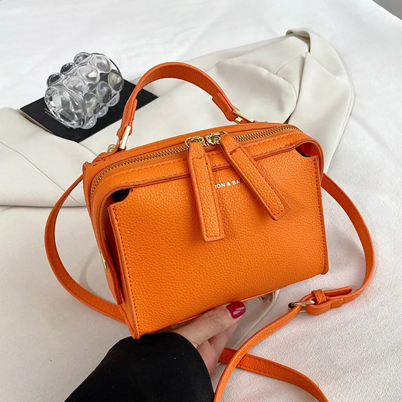 Women's Orange Crossbody Bag, Green Shoulder Messenger Handbag