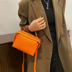 Women's Orange Crossbody Bag, Green Shoulder Messenger Handbag