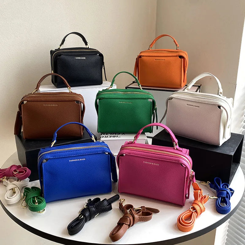 Women's Orange Crossbody Bag, Green Shoulder Messenger Handbag