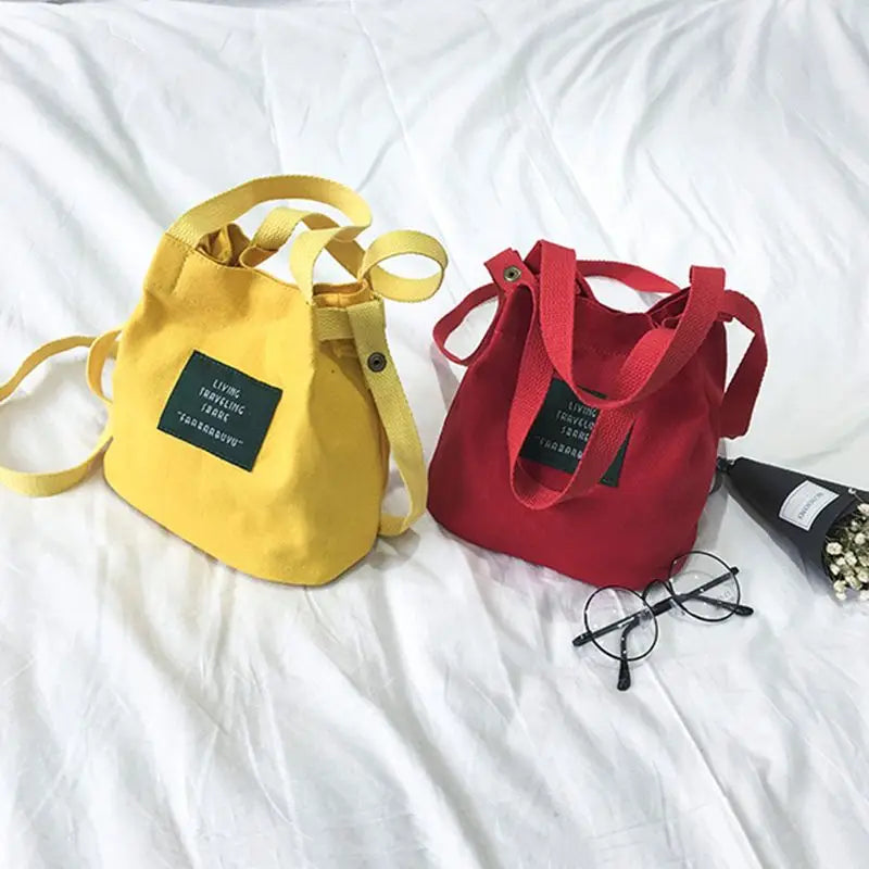Canvas Shoulder Bag Tote Purse Travel Bucket Bag