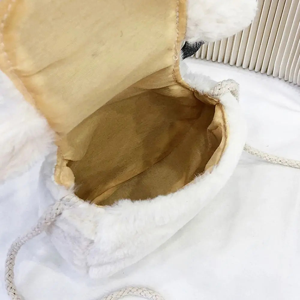Women's Christmas Elk Soft Faux Fur Crossbody Handbag Fluffy Shoulder Bag