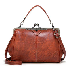 Women's Clip Bags Shoulder Handbag Kiss Lock Vintage Tote Messenger Bag