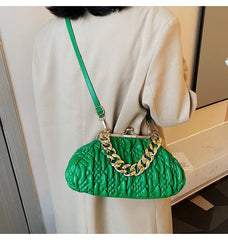 Women's Clip Cloud Bag Soft Leather Shoulder Messenger Lady Clutch Handbag