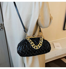 Women's Clip Cloud Bag Soft Leather Shoulder Messenger Lady Clutch Handbag