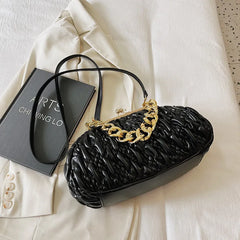 Women's Clip Cloud Bag Soft Leather Shoulder Messenger Lady Clutch Handbag