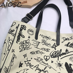 Graffiti Shoulder Bag Large Capacity Canvas Tote Bag